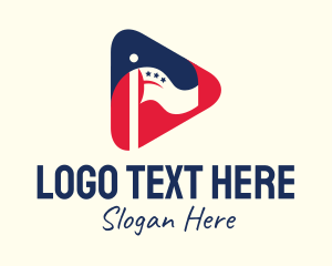 Youtube - Patriotic Flag Play Button logo design