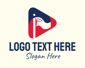 Patriotic Flag Play Button Logo