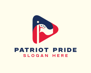 Nationalistic - Patriotic Flag Play Button logo design