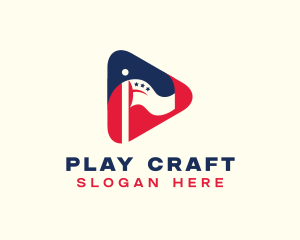 Patriotic Flag Play Button logo design