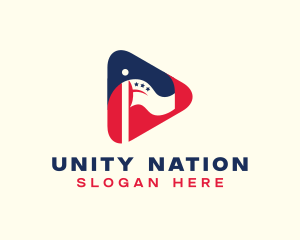 Patriotic Flag Play Button logo design