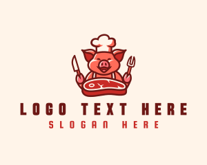 Animal - Pig Chef Steak logo design