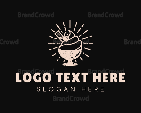 Retro Ice Cream Sundae Logo