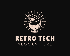 Retro Ice Cream Sundae logo design