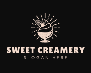 Retro Ice Cream Sundae logo design