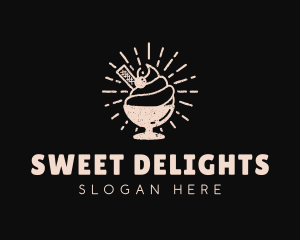 Retro Ice Cream Sundae logo design