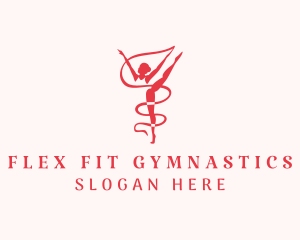 Gymnastics - Lady Ribbon Gymnast logo design