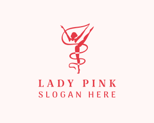 Lady Ribbon Gymnast  logo design