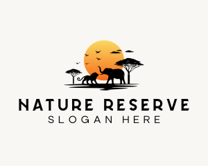 Reserve - Sunset Lion Elephant logo design