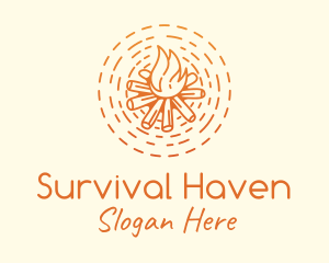 Survival - Gradient Orange Bonfire logo design