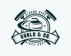 Athletic Curling Varsity logo design