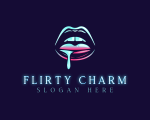 Flirt - Erotic Sexy Drool logo design