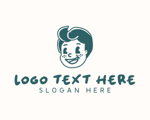 Blue Green - Retro Freckles Boy logo design