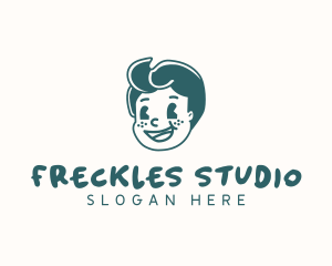 Retro Freckles Boy logo design