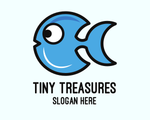 Small - Crescent Blue Fish logo design