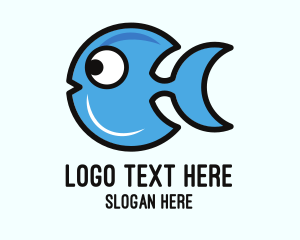 Small - Crescent Blue Fish logo design