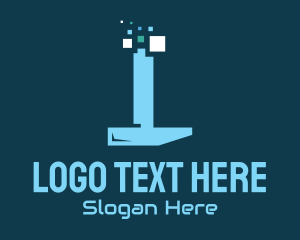 Pixel Tech Hammer logo design