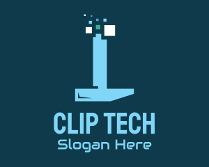 Pixel Tech Hammer logo design