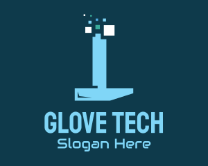 Pixel Tech Hammer logo design