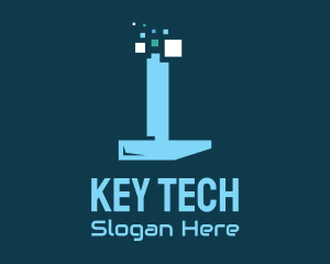 Pixel Tech Hammer logo design