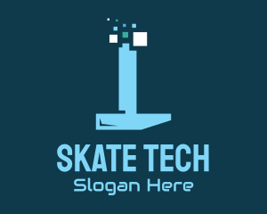 Pixel Tech Hammer logo design