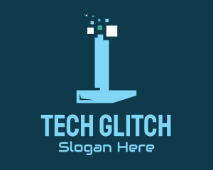 Pixel Tech Hammer logo design