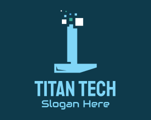 Pixel Tech Hammer logo design