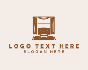 Living Room - Curtain Armchair Furnishing logo design