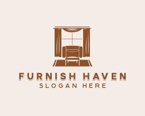 Curtain Armchair Furnishing logo design