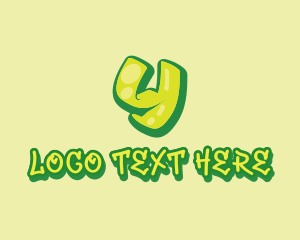Skateboard - Graffiti Green & Yellow Letter Y logo design