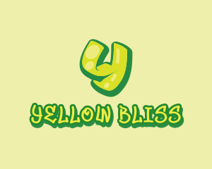 Graffiti Green & Yellow Letter Y logo design