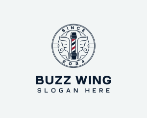 Winged Barbers Pole logo design