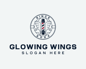 Winged Barbers Pole logo design