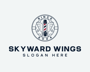 Winged Barbers Pole logo design