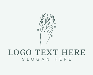 Crystal - Floral Hand Gem logo design