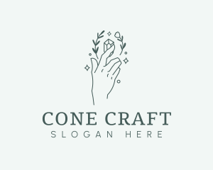 Floral Hand Gem logo design