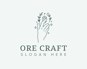 Floral Hand Gem logo design