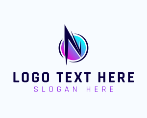 Initial - Network Tech Letter N logo design