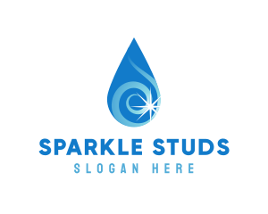 Water Droplet Sparkle logo design