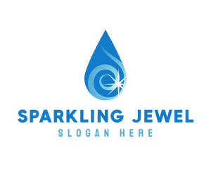 Water Droplet Sparkle logo design