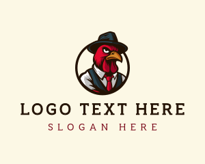 Mobster - Rooster Chicken Gangster logo design