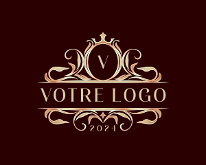 Leaf - Decorative Crown Crest logo design