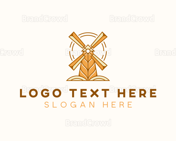 Wheat Grains Windmill Logo