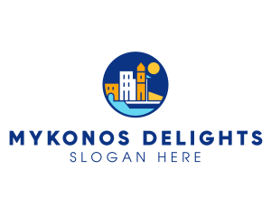 Mykonos - Moon Building City logo design