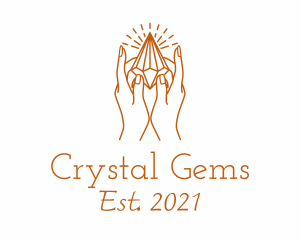 Crystal Gemstone Hand logo design