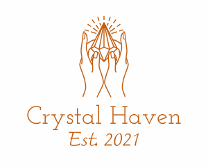 Crystal Gemstone Hand logo design