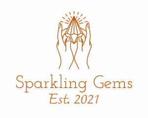 Crystal Gemstone Hand logo design