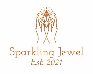 Crystal Gemstone Hand logo design