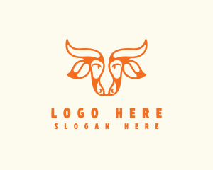 Cow - Bull Ranch Horn logo design