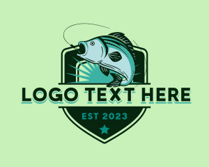 Hook - Ocean Fishing Shield logo design